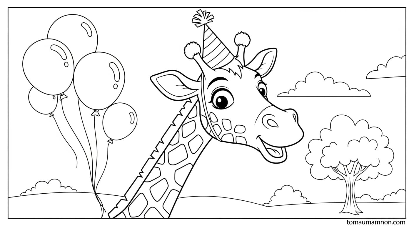 Tranh Tô Màu Con Hươu Cao Cổ Gia đình hươu cao cổ quây quần bên nhau