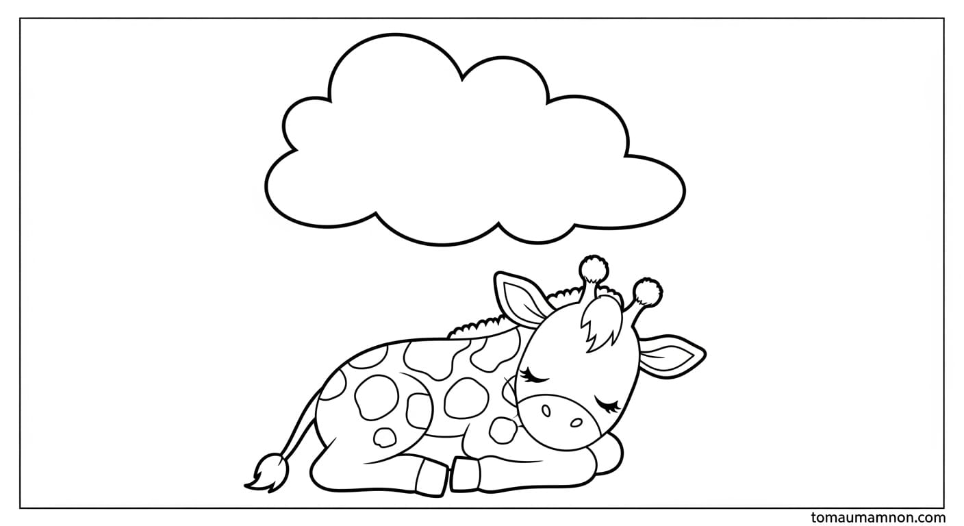 Tranh Tô Màu Con Hươu Cao Cổ Bé tập tô màu hươu cao cổ với các nét vẽ lớn