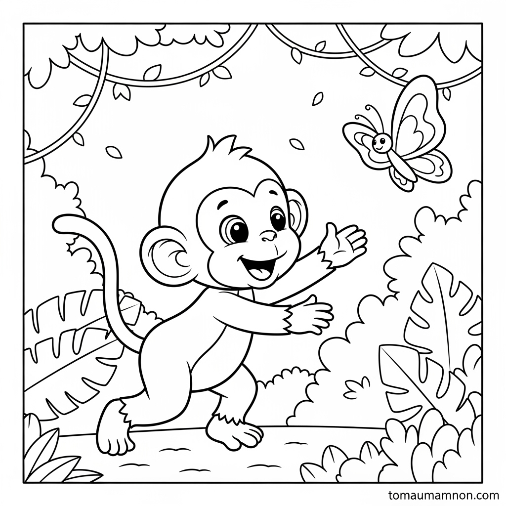 Tải Tranh Tô Màu Con Khỉ Dễ Thương Miễn Phí Cho Bé Mầm Non Bé tập tô màu con khỉ phát triển vận động tinh