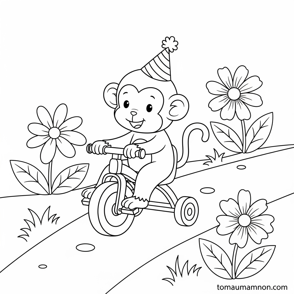 Tải Tranh Tô Màu Con Khỉ Dễ Thương Miễn Phí Cho Bé Mầm Non Hướng dẫn in và tô màu con khỉ