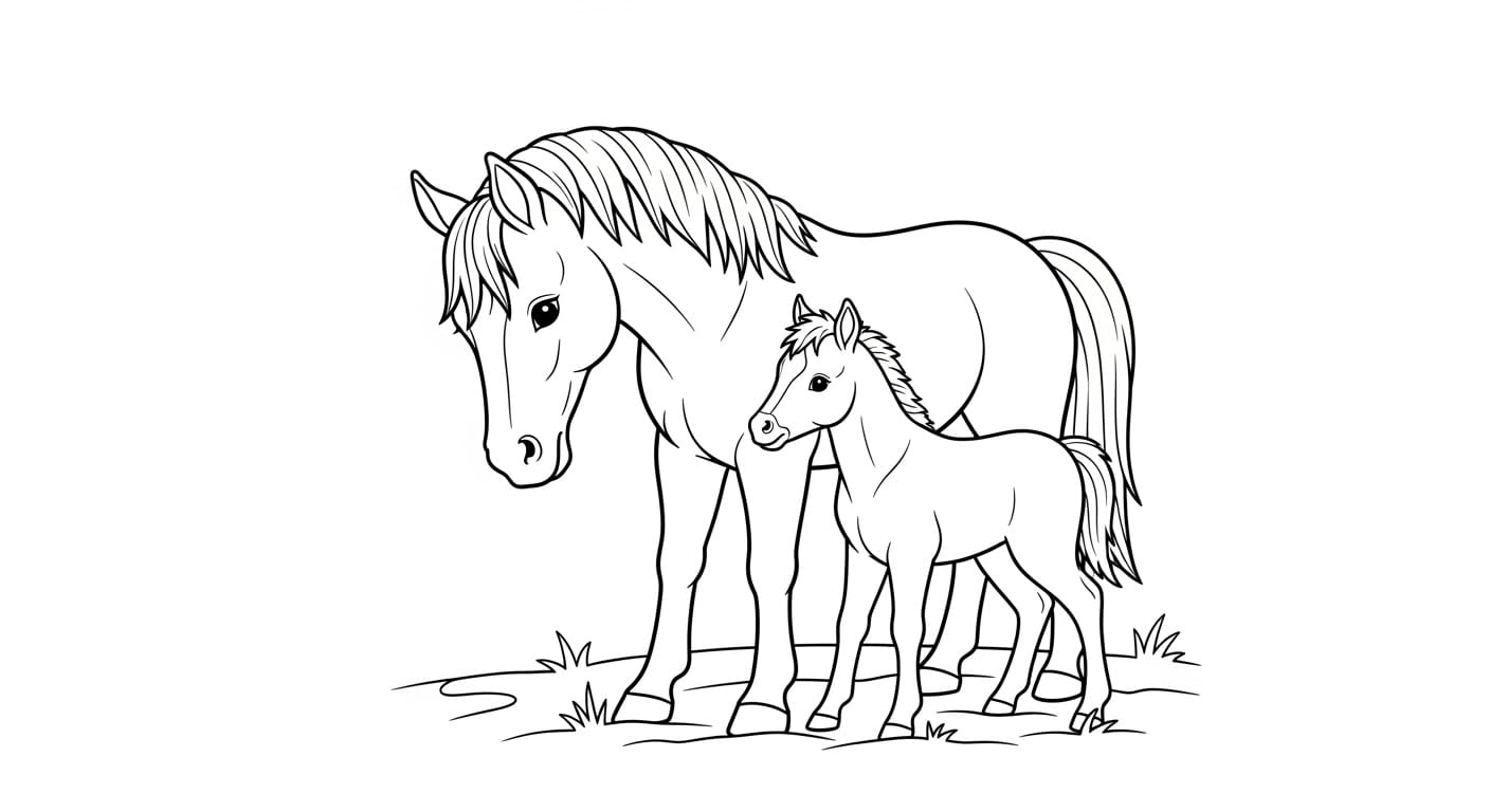 Tranh Tô Màu Con Ngựa Ngựa đứng yên lặng