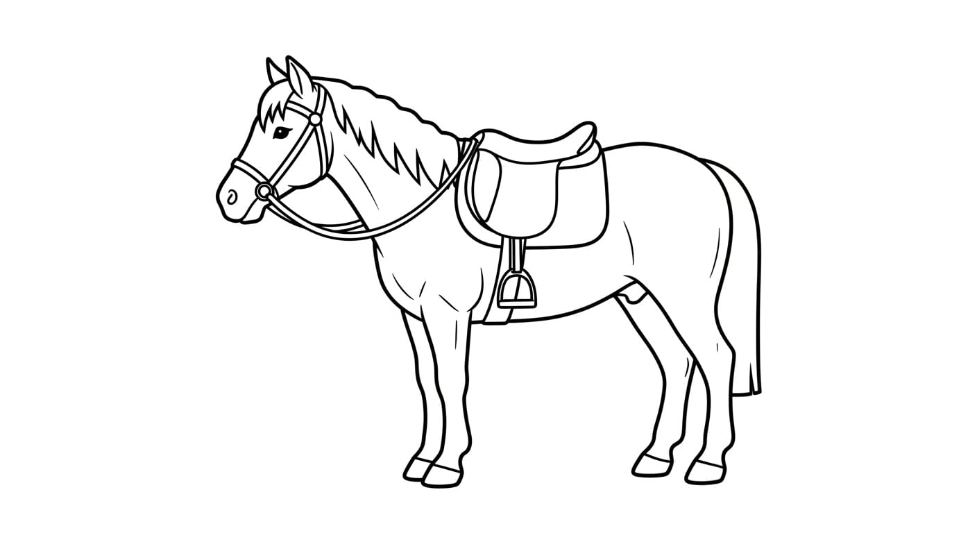 Tranh Tô Màu Con Ngựa Bé cưỡi ngựa