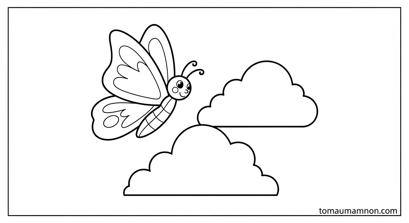 Tranh Tô Màu Côn Trùng Tranh tô màu con bướm đáng yêu