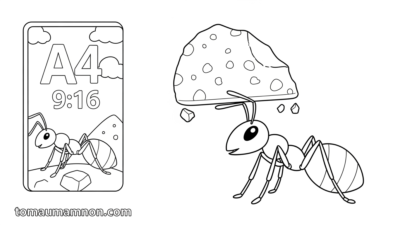 Tranh Tô Màu Côn Trùng Tranh tô màu con kiến dễ thương
