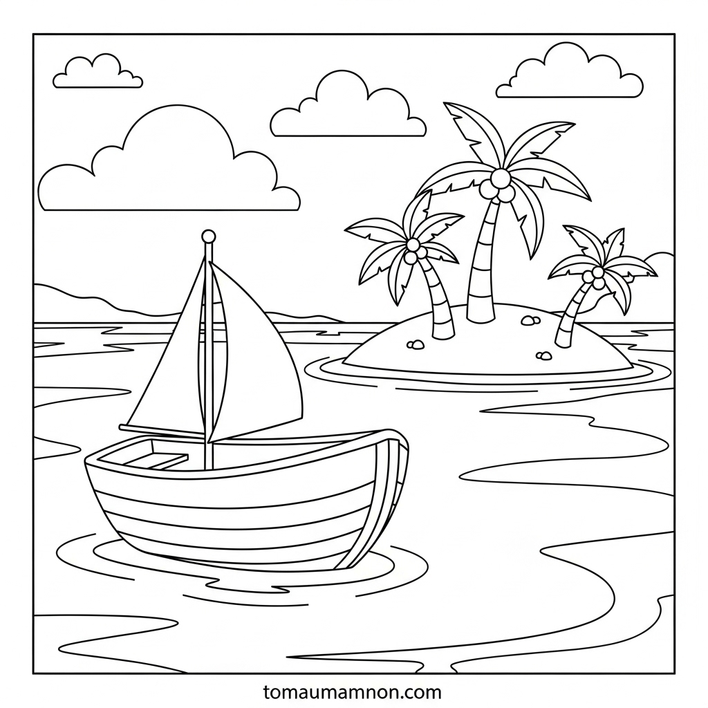 Tranh tô màu danh lam thắng cảnh, kết hợp kiến trúc và thiên nhiên