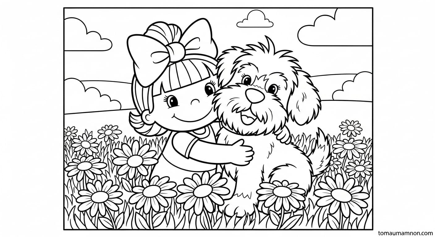 Tranh Tô Màu Doremi doremi và bạn bè đi dạo