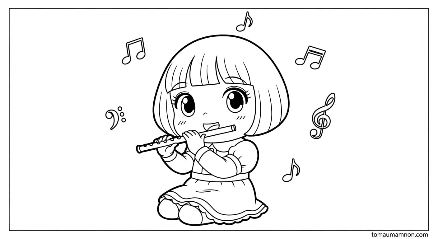 Tranh Tô Màu Doremi bé gái tô màu