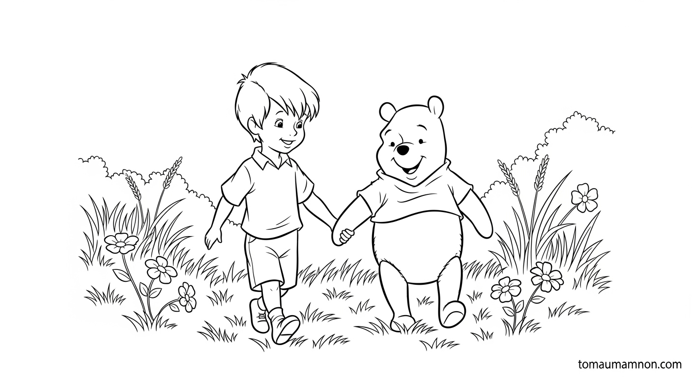Tranh Tô Màu Gấu Pooh Gấu Pooh và bạn bè trong tranh tô màu