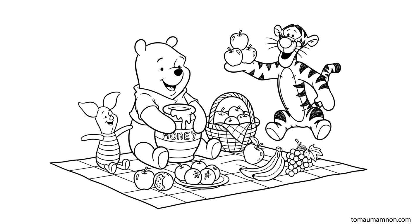 Tranh Tô Màu Gấu Pooh Tranh tô màu Gấu Pooh theo chủ đề hấp dẫn