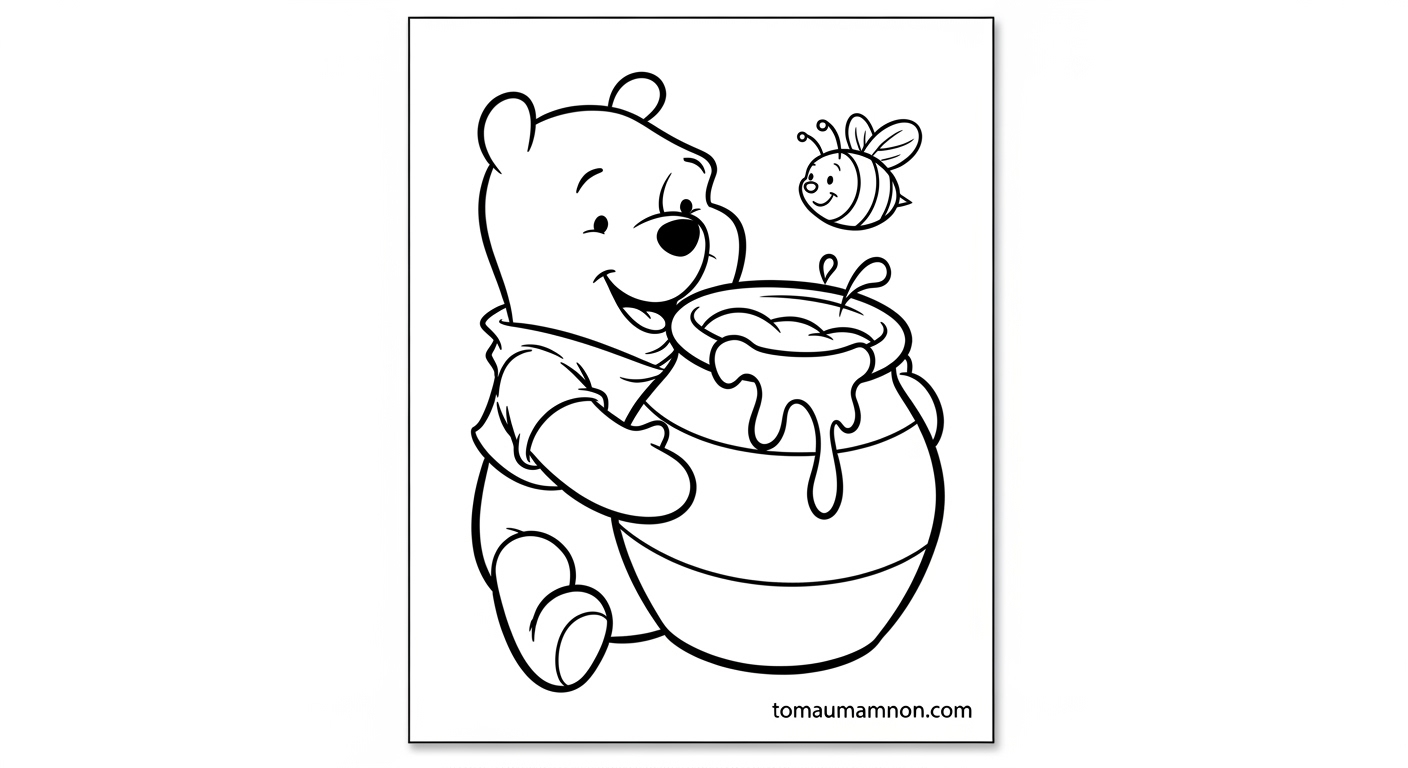 Tranh Tô Màu Gấu Pooh Tranh tô màu Gấu Pooh ngộ nghĩnh