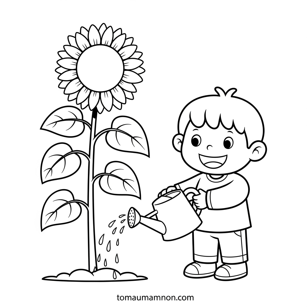 Tải tranh tô màu hoa hướng dương khổ A4