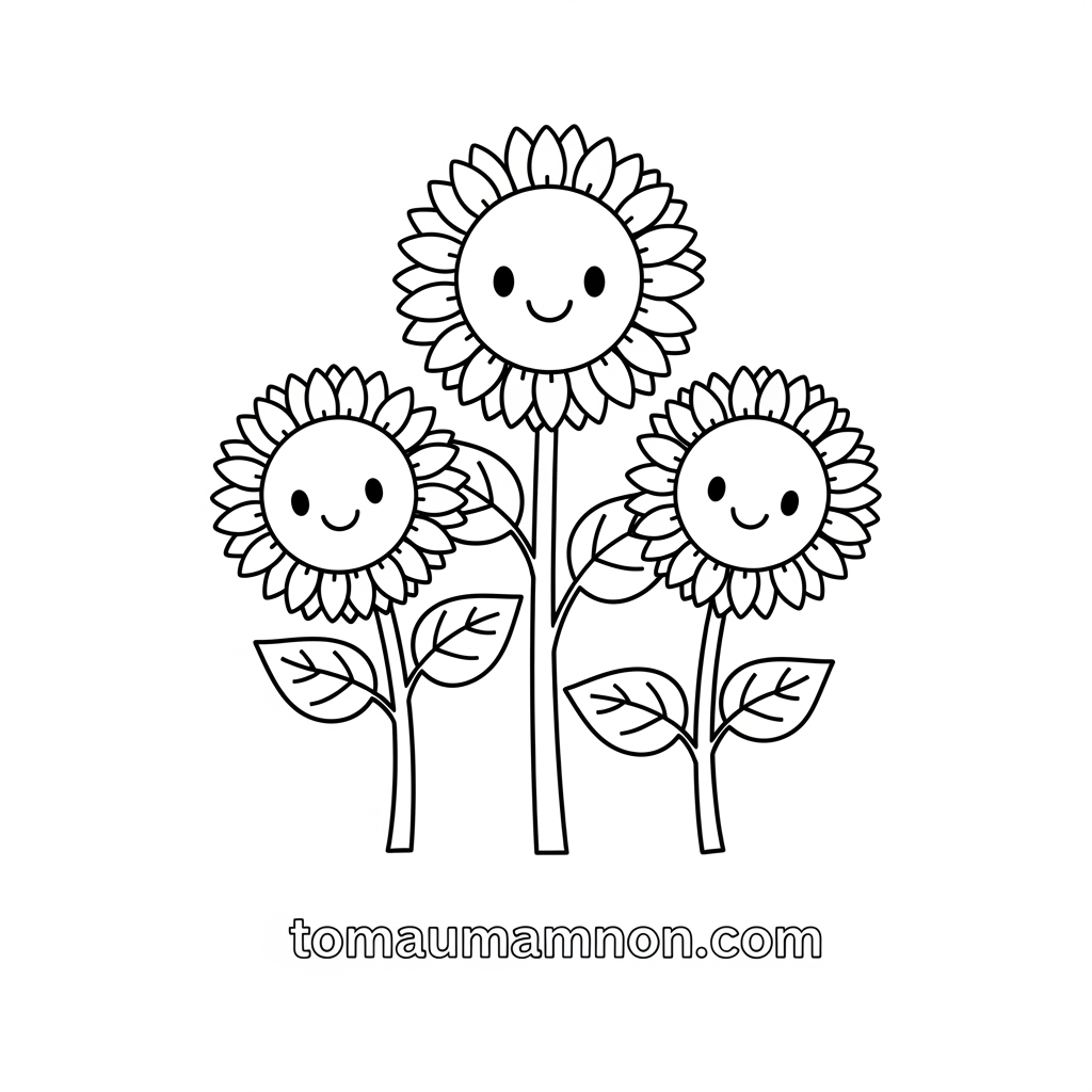 Tranh tô màu hoa hồng và tulip cho bé