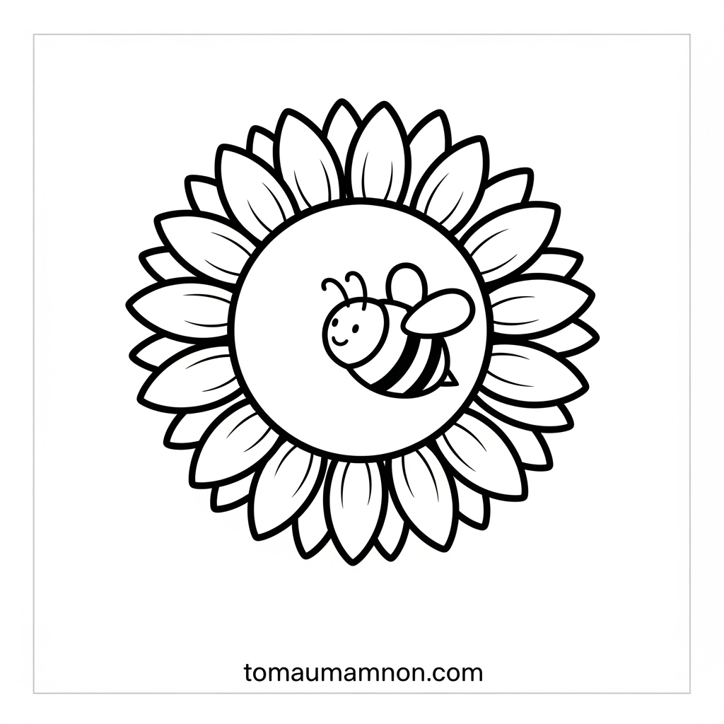 Tranh tô màu hoa hướng dương đẹp miễn phí