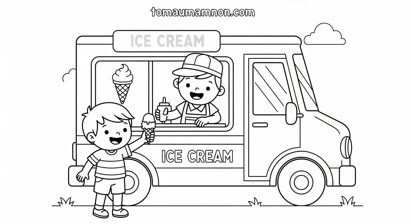 Tải tranh tô màu kem ốc quế miễn phí