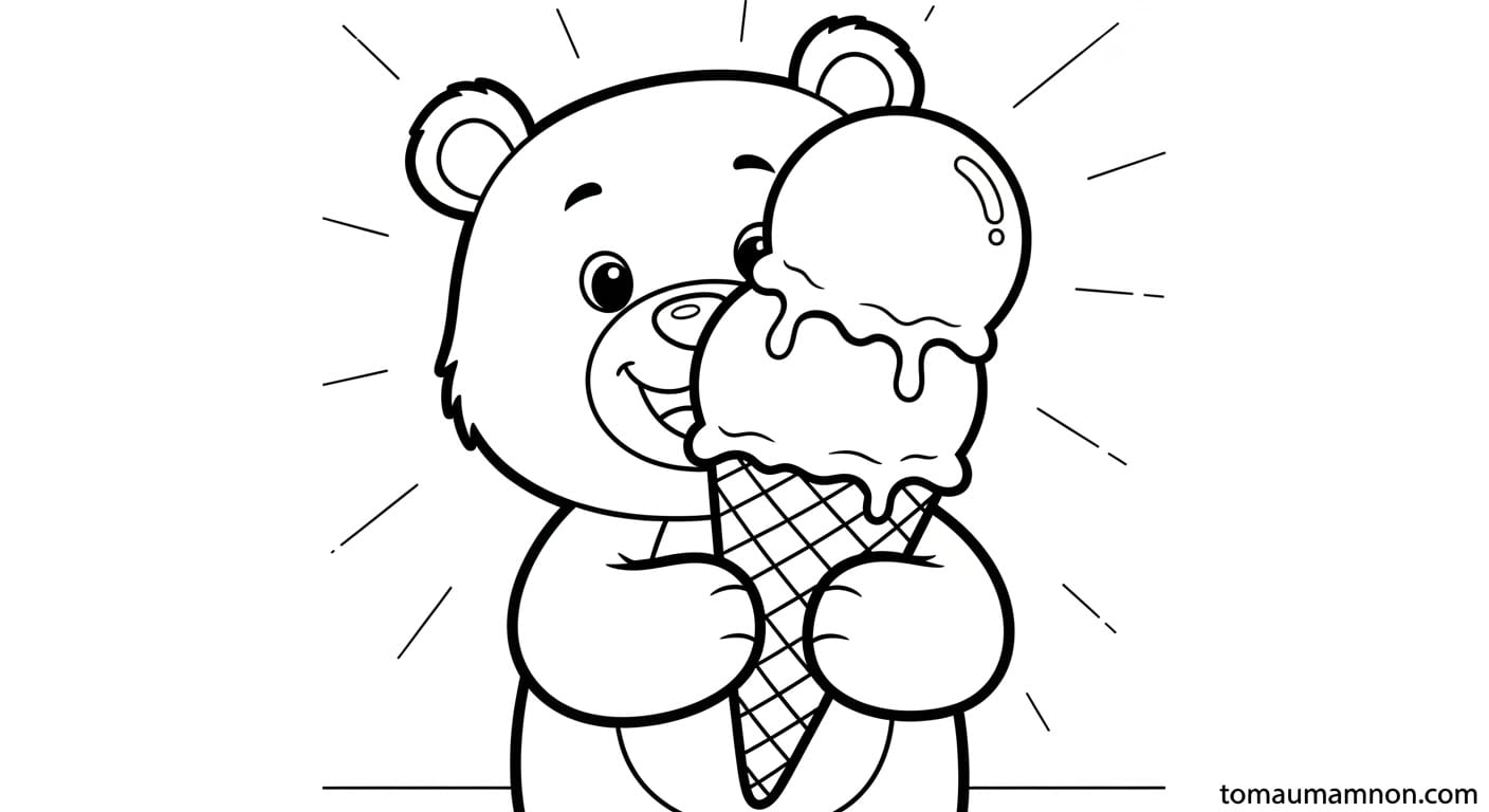 Tranh tô màu kem ốc quế đẹp nhất cho bé