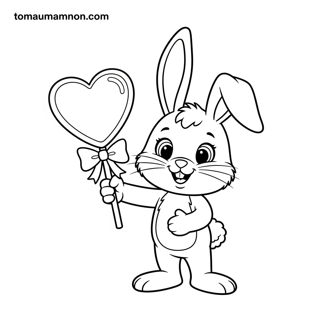 Tranh tô màu kẹo mút trái tim