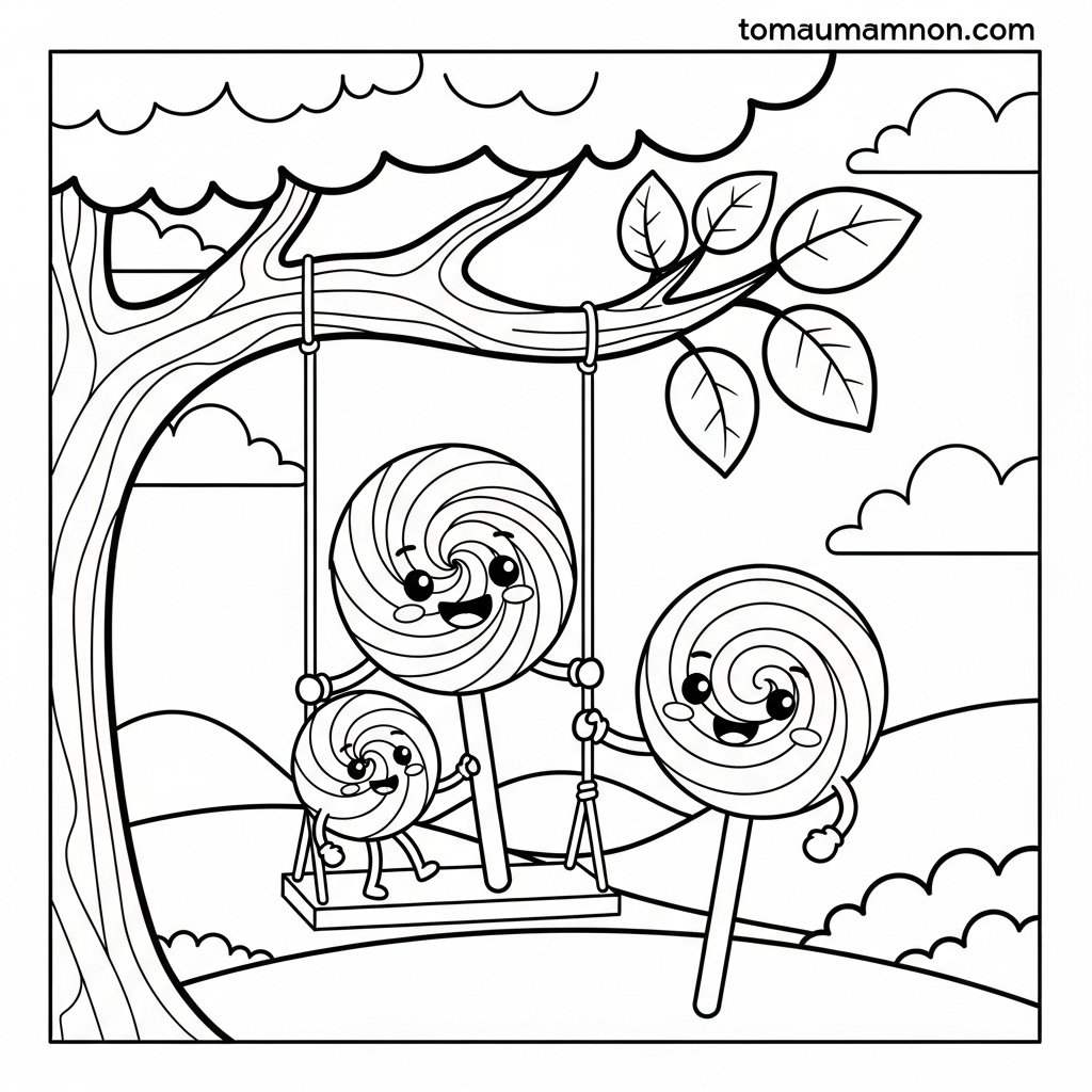 Tranh tô màu kẹo mút hình động vật