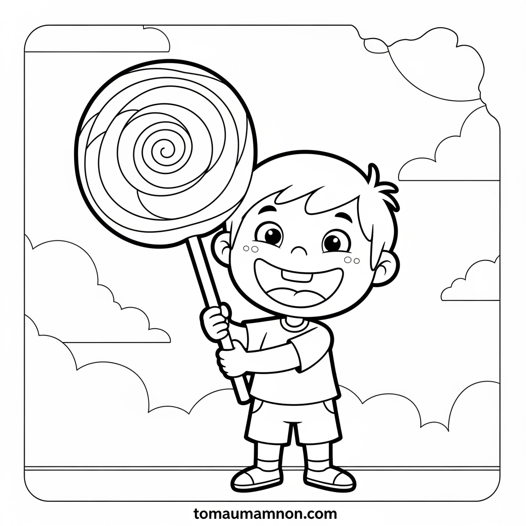 Tranh tô màu kẹo mút ngọt ngào