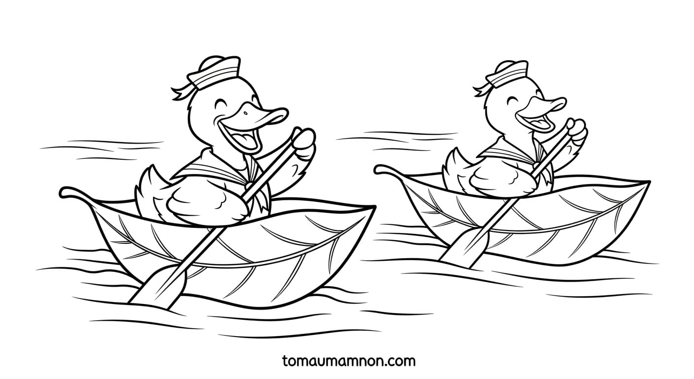 Tranh Tô Màu Lễ Hội Đua Thuyền Em bé tô màu thuyền