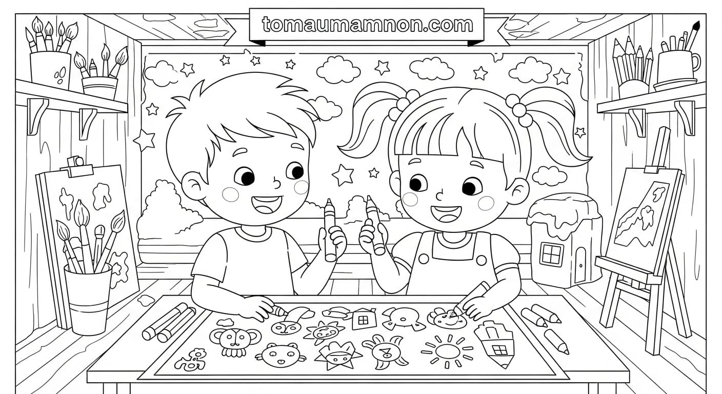 Cây cọ sắc màu trong lớp học