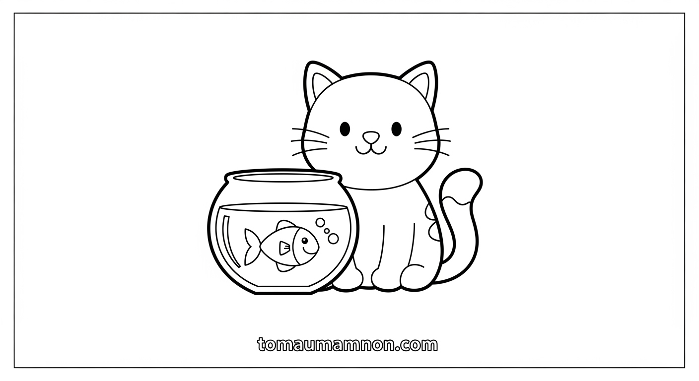 Tranh Tô Màu Mèo Pusheen Tranh tô màu mèo Pusheen với bánh ngọt