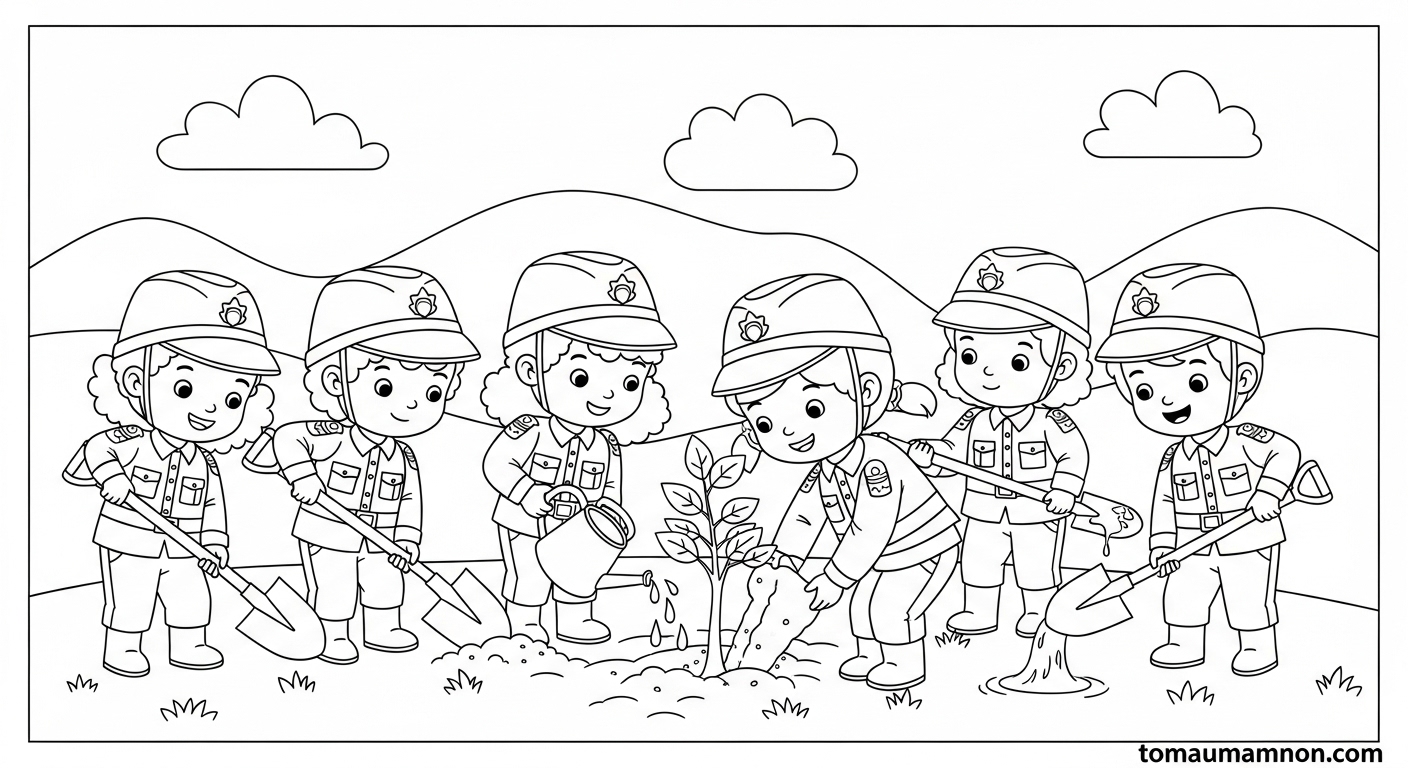 Tranh Tô Màu Mũ Chú Bộ Đội Tranh tô màu chú bộ đội và mũ ý nghĩa