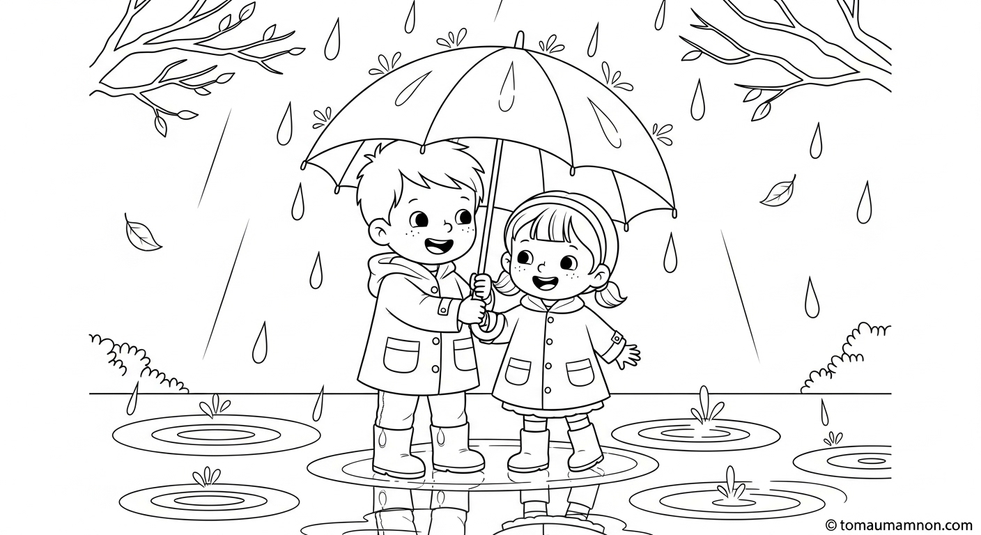 Tranh Tô Màu Mùa Thu Tranh tô màu cảnh mùa thu đẹp mắt
