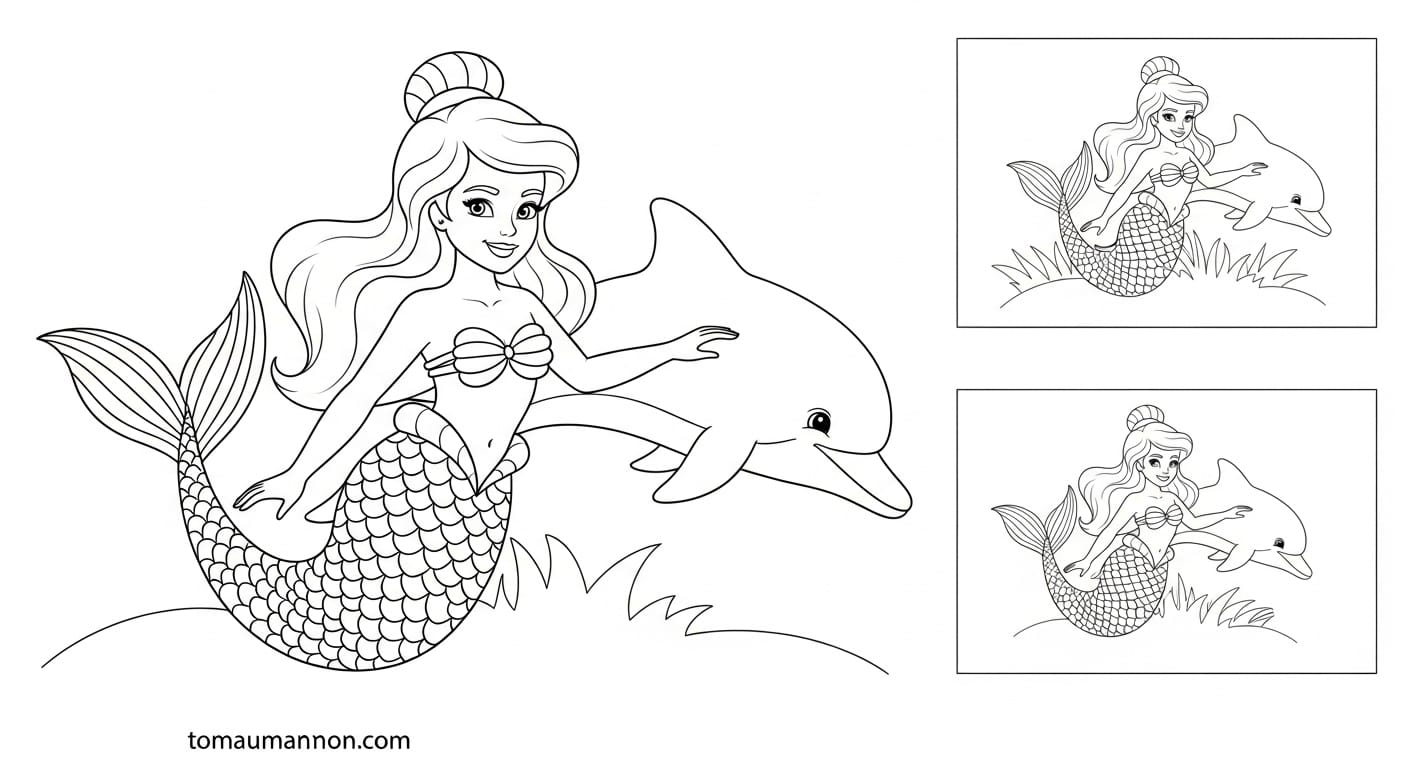 Bé gái tô màu Nàng Tiên Cá Barbie