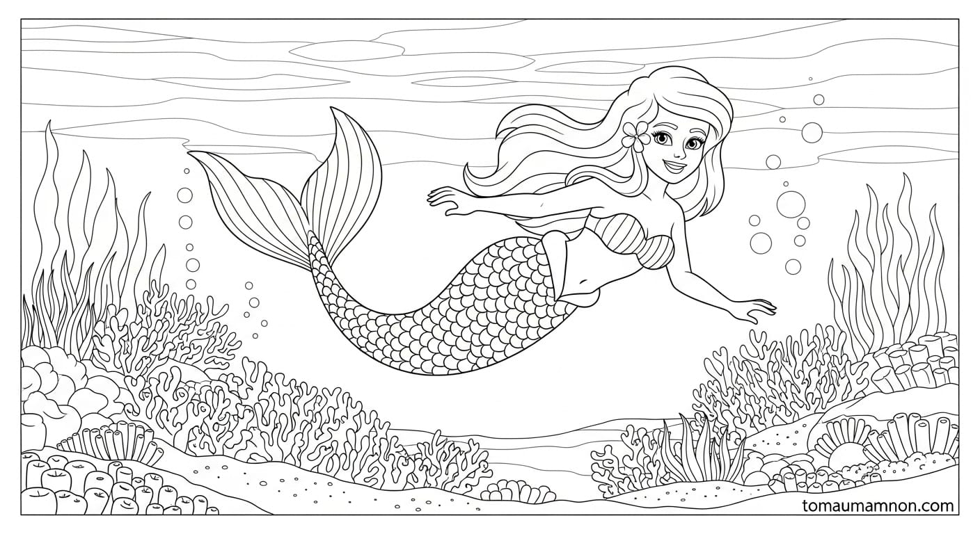 Tập tô Nàng Tiên Cá Barbie rèn luyện sự khéo léo