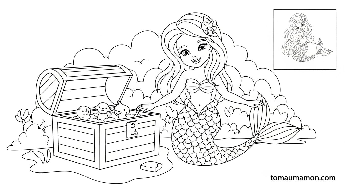 Tô màu Nàng Tiên Cá Barbie với bút chì màu