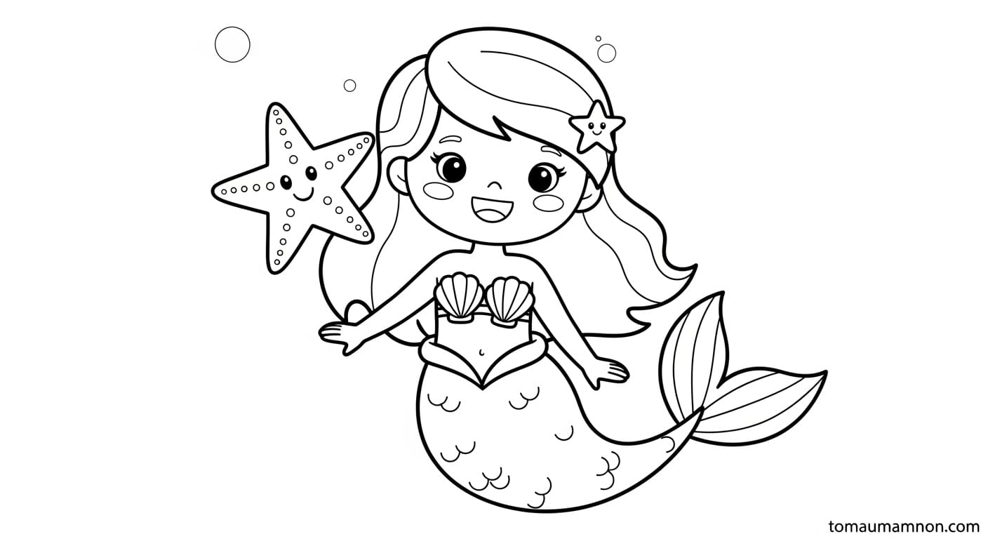 Các nhân vật trong tranh tô màu Nàng Tiên Cá Barbie
