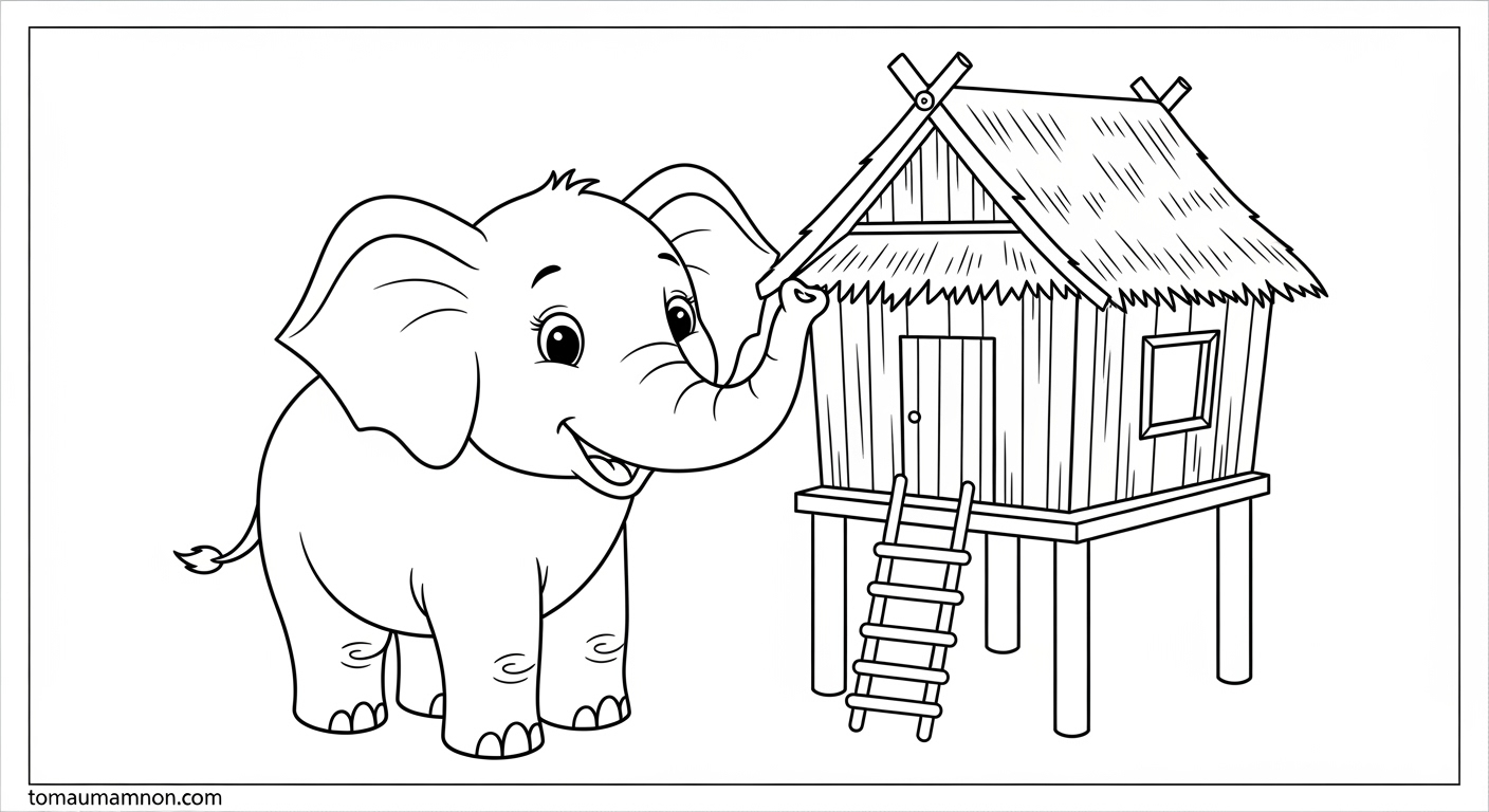 Mẫu tranh tô màu nhà sàn đa dạng