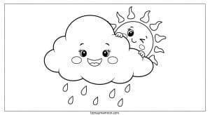 tranh to mau ong mat troi va dam may 1