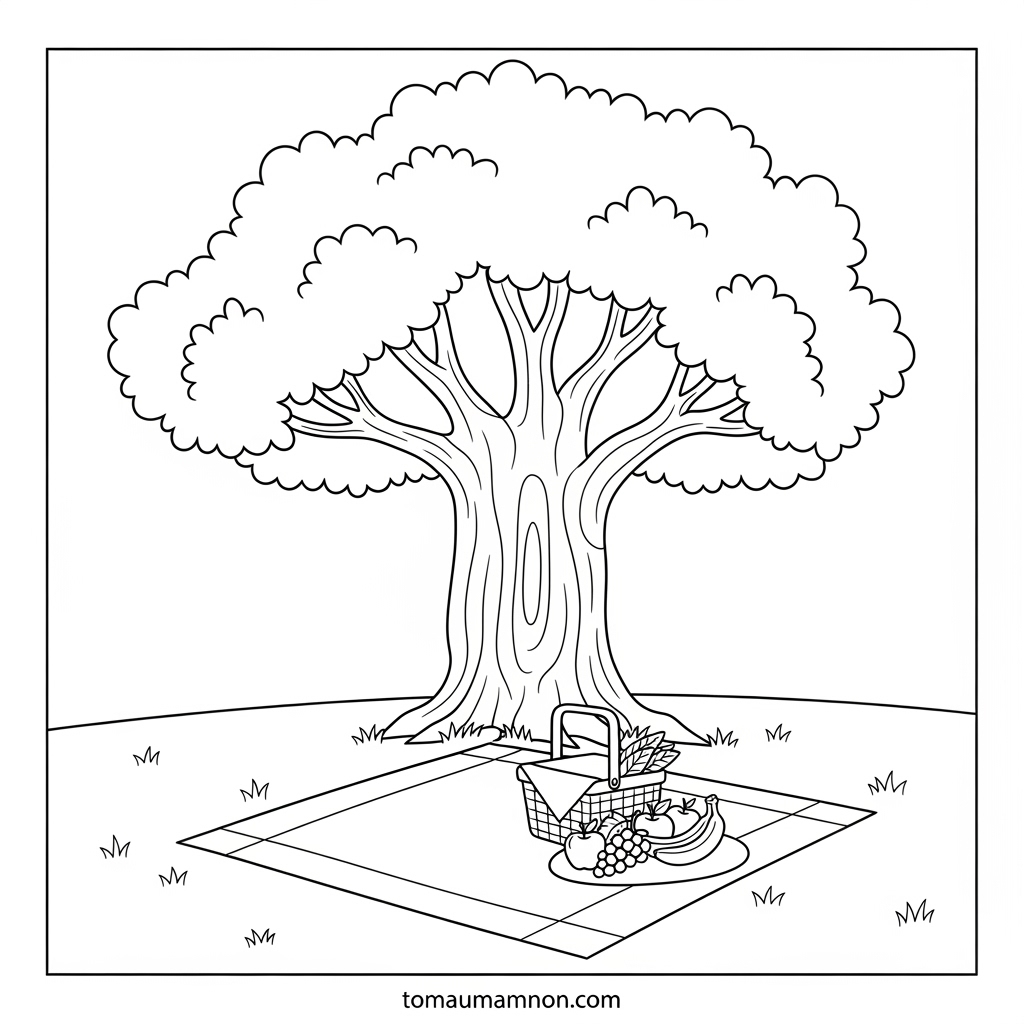 Mẫu tô màu cảnh vật mùa xuân