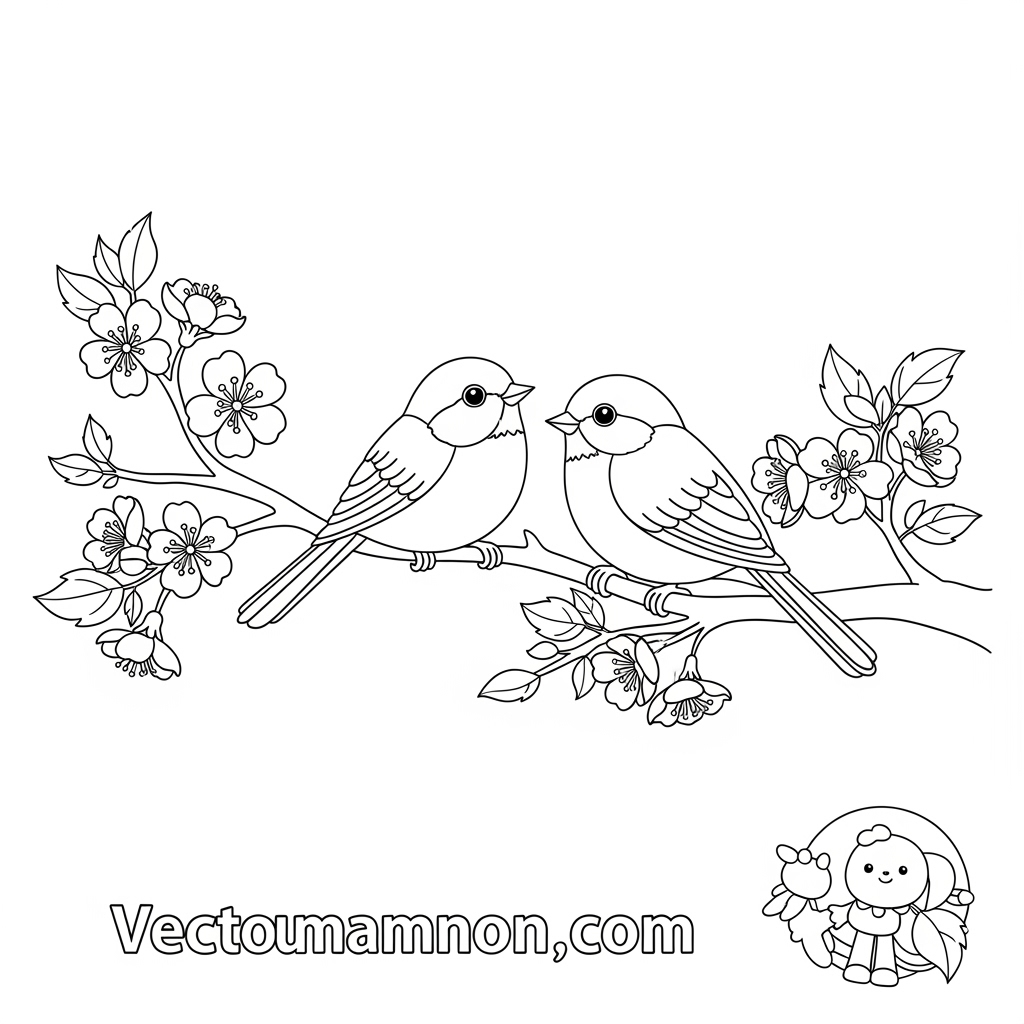 Tranh tô màu mùa xuân cho bé