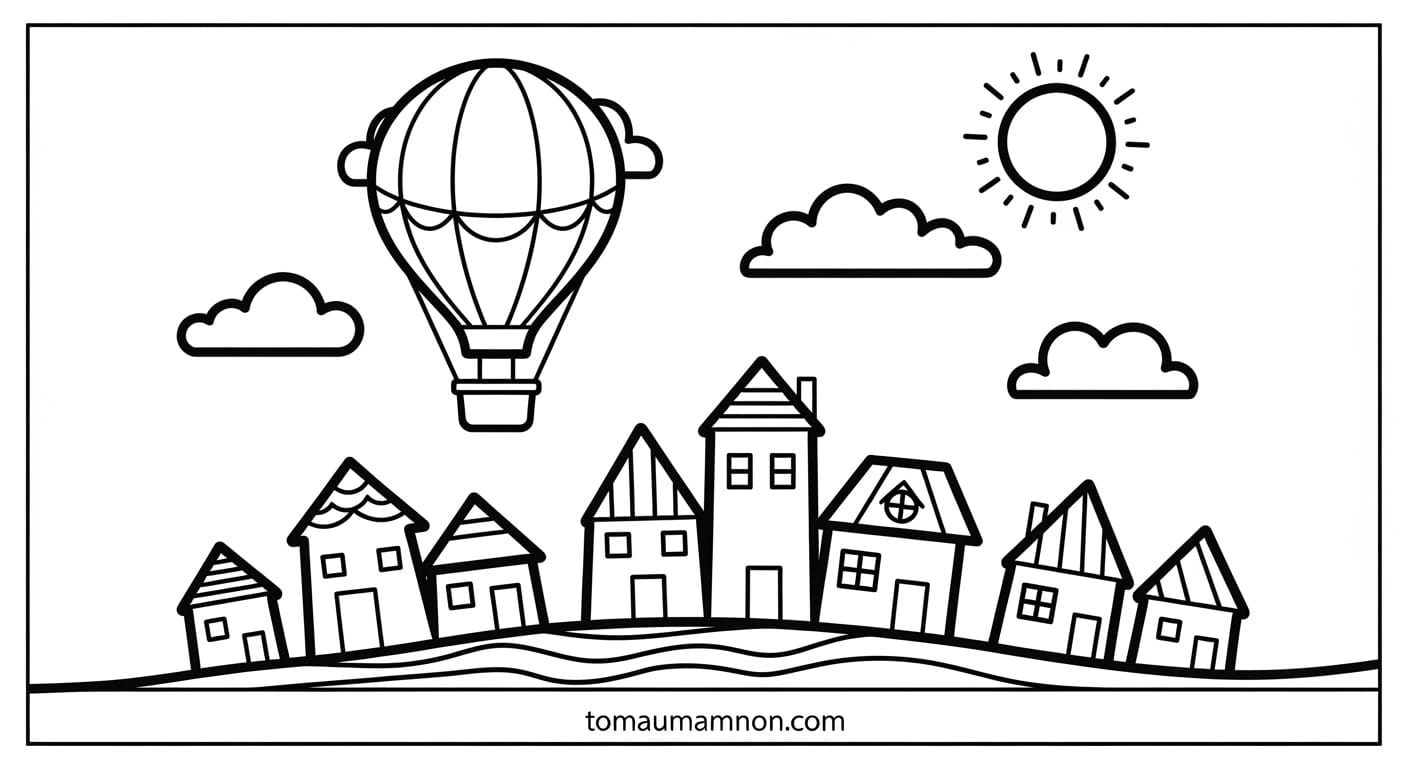 Tranh Tô Màu Phương Tiện Giao Thông Đường Hàng Không Đội bay trên mây