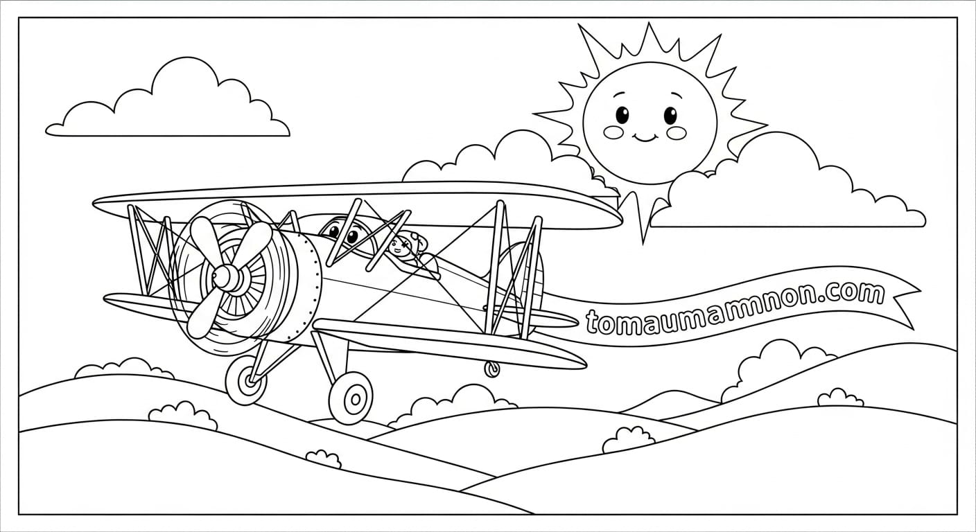 Tranh Tô Màu Phương Tiện Giao Thông Đường Hàng Không Máy bay và bầu trời đêm