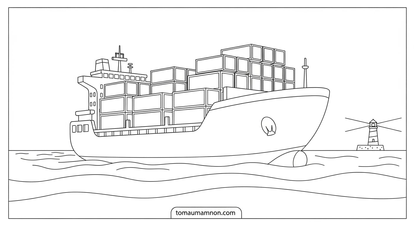 Tranh Tô Màu Phương Tiện Giao Thông Đường Thủy Thuyền chèo
