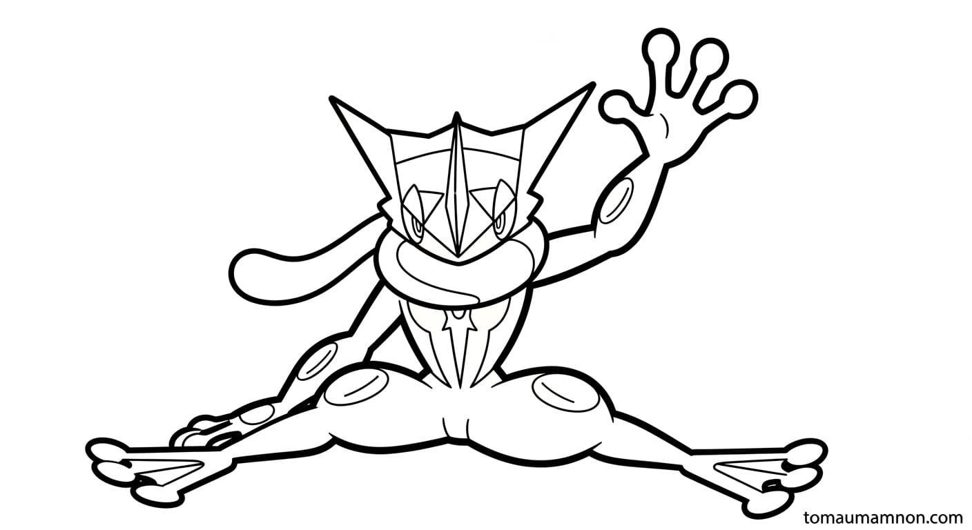 Tranh Tô Màu Pokemon Gekkouga Gekkouga tô màu dễ thương