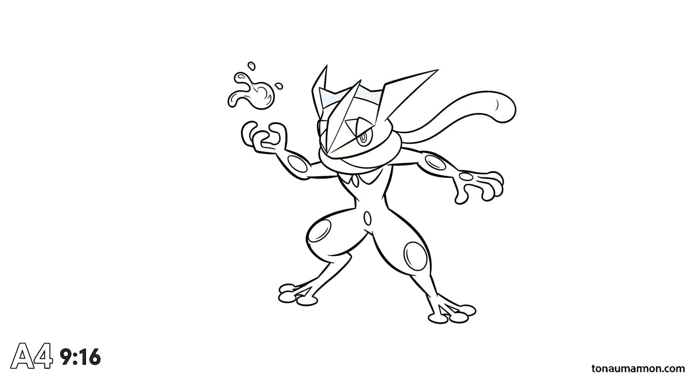 Tranh Tô Màu Pokemon Gekkouga Tô màu Pokemon Gekkouga cực ngầu