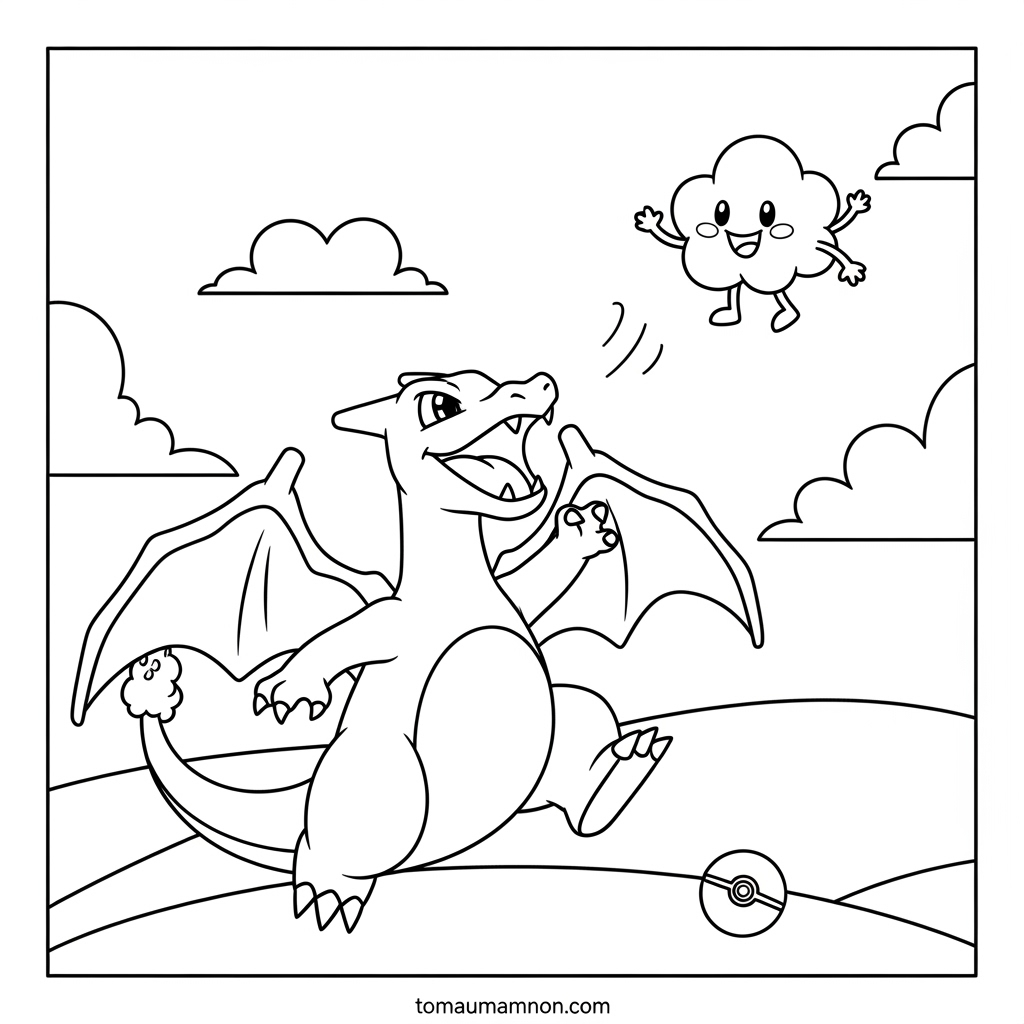 Tải Miễn Phí Tranh Tô Màu Pokemon Lizardon Độc Đáo Cho Bé Tô màu Pokemon Mega Lizardon Y