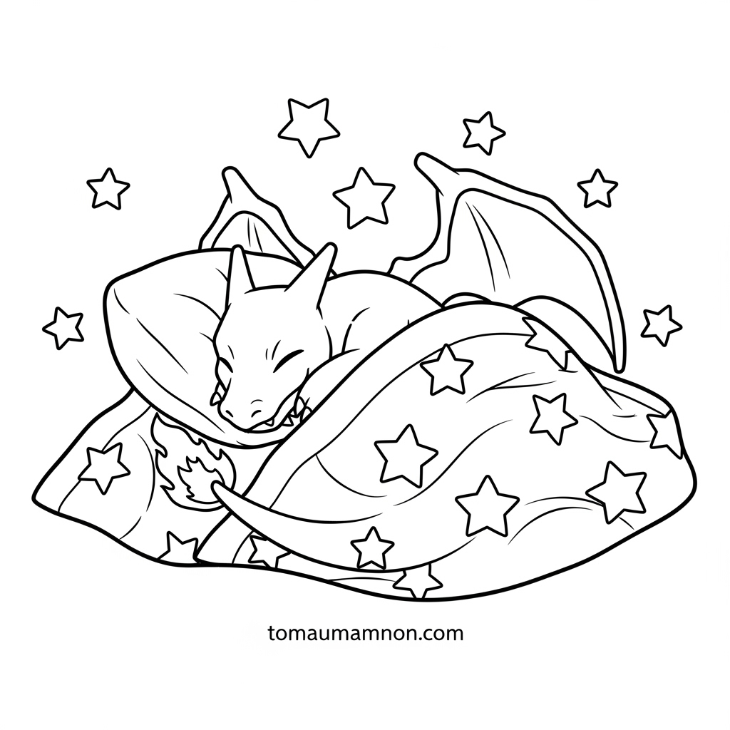 Tải Miễn Phí Tranh Tô Màu Pokemon Lizardon Độc Đáo Cho Bé Tranh tô màu Pokemon hệ lửa Lizardon oai vệ