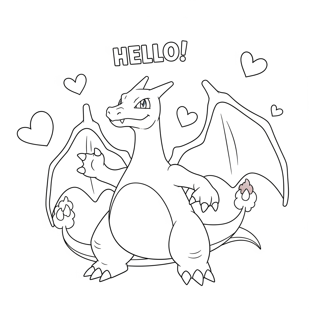 Tải Miễn Phí Tranh Tô Màu Pokemon Lizardon Độc Đáo Cho Bé Tô màu Lizardon phun lửa