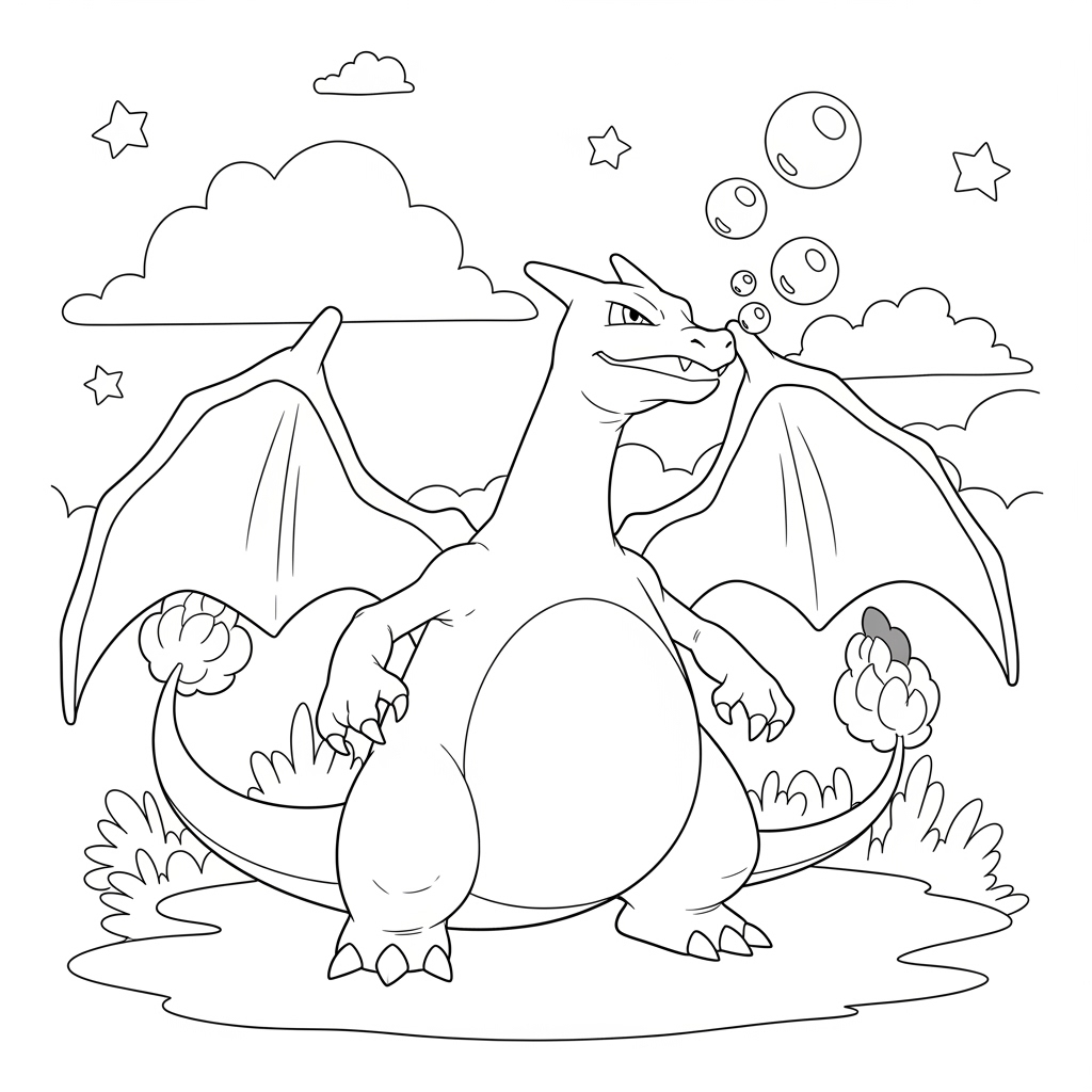 Tải Miễn Phí Tranh Tô Màu Pokemon Lizardon Độc Đáo Cho Bé Lizardon - Pokemon được yêu thích