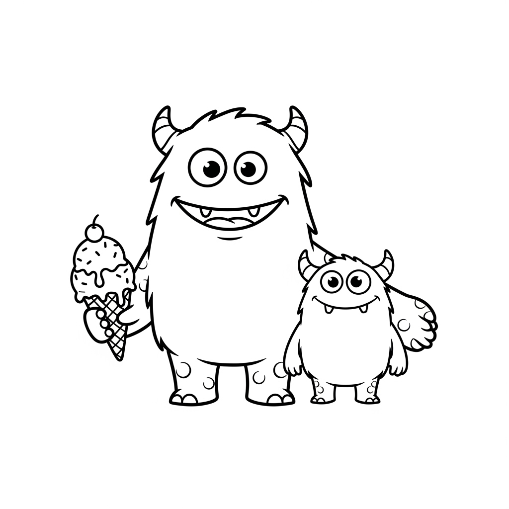 Tranh tô màu quái vật dễ in cho bé sáng tạo