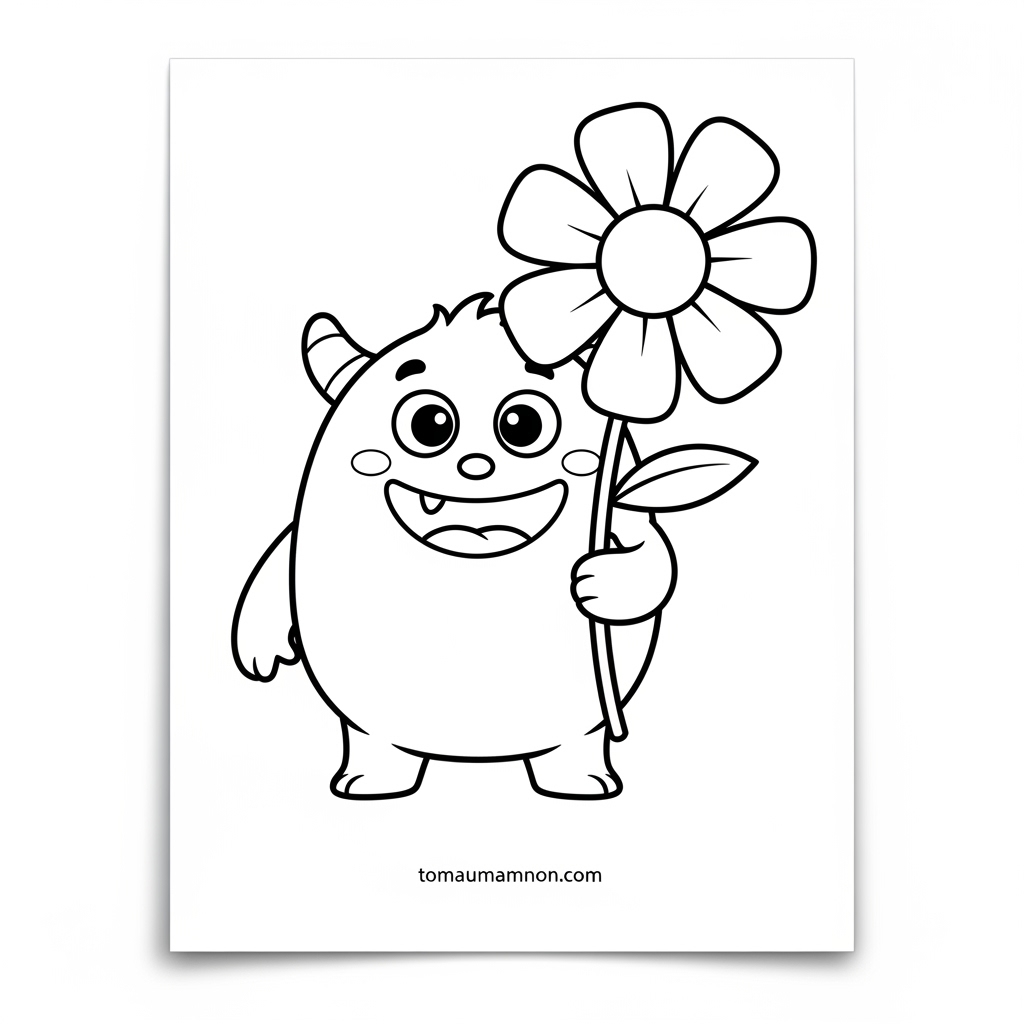 Tranh tô màu quái vật đáng yêu miễn phí cho bé