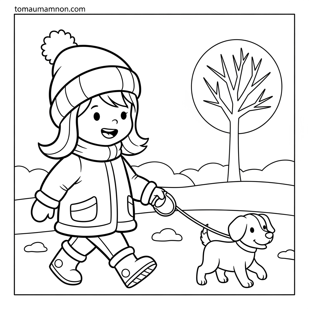 Tô màu găng tay và mũ len mùa đông