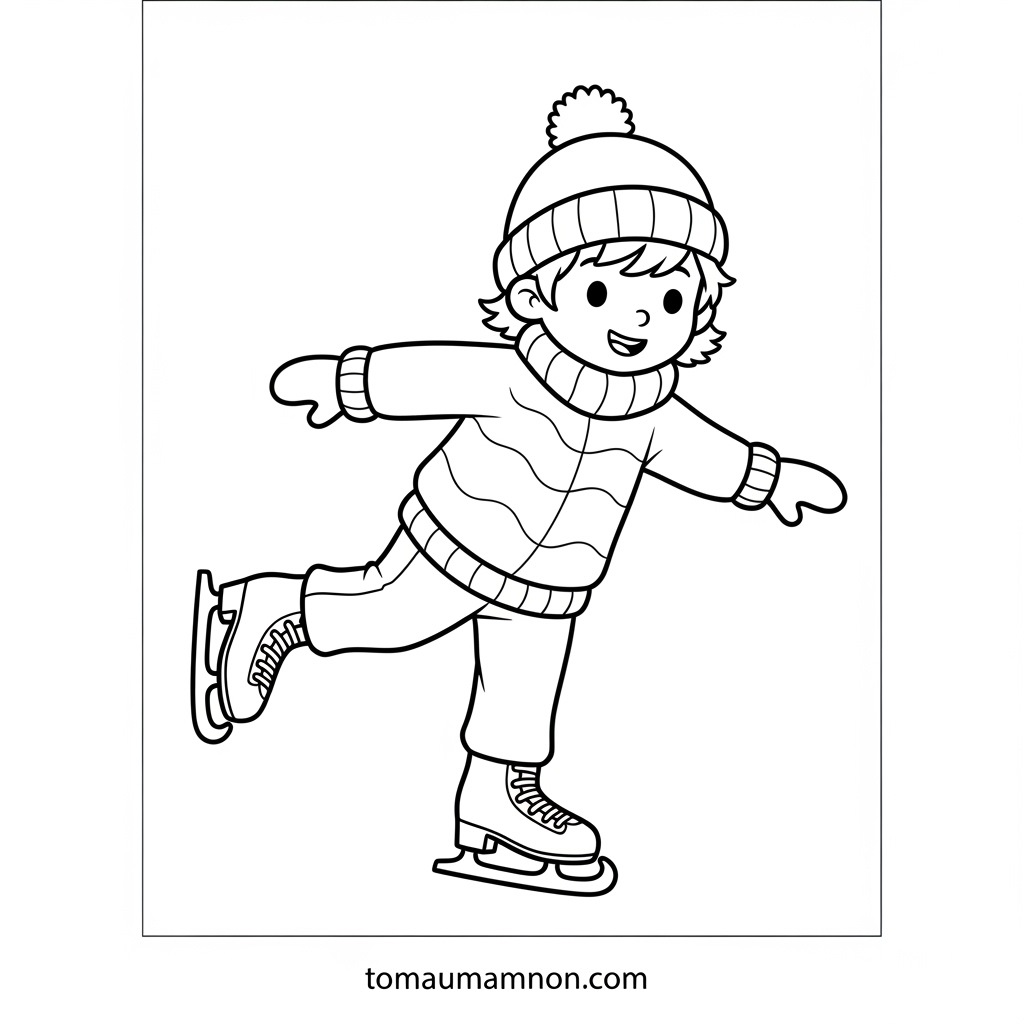 Tranh tô màu quần áo bé trai mùa đông cá tính