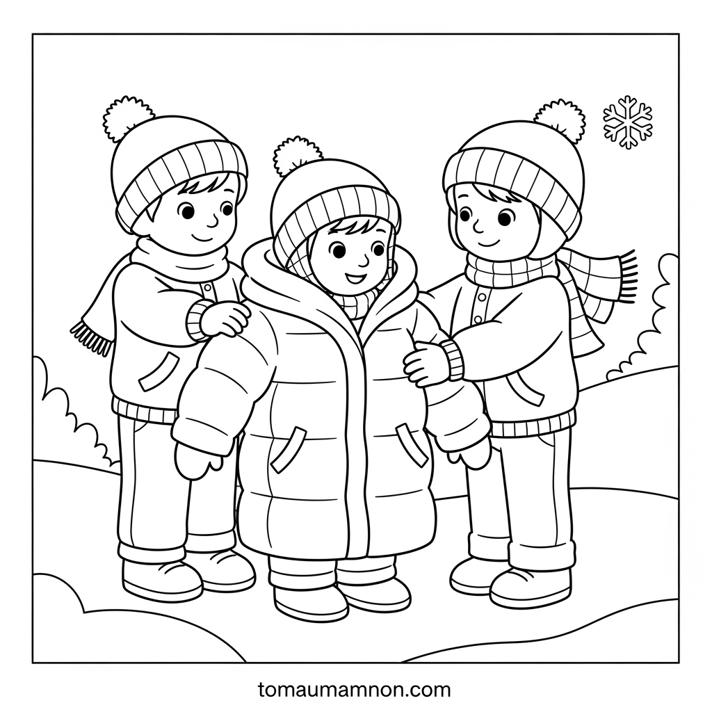 Tải tranh tô màu quần áo lạnh miễn phí