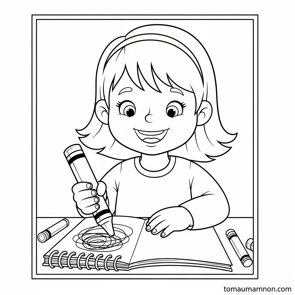 Tranh tô màu tập vở và thước